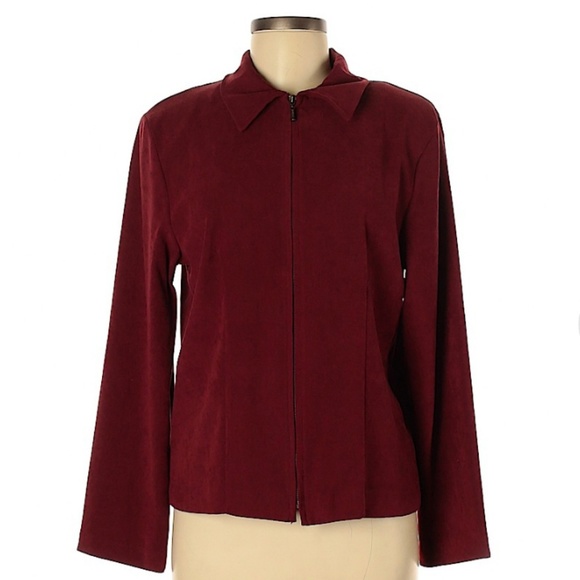 Briggs New York Jackets & Coats Burgundy Zip Up Suede Like Jacket